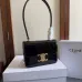 Chic Black Patent Leather Celine Handbag With Signature Gold Hardware For Fashionistas size:18×13×6cm #A54348
