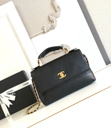 Chanel Black Quilted Leather Handbag With Gold Chain Strap And Iconic CC Logo size:18×29×8cm #A54386