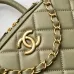 Chanel Quilted Mini Handbag With Top Handle And Gold Chain Strap size:11×20×8cm #A54382