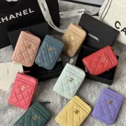 Chanel Classic Caviar Quilted Zip Card Holder Wallet  #A49136