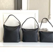 Elegant Black Quilted Leather Chanel Style Large Shoulder Tote Bag #A50939