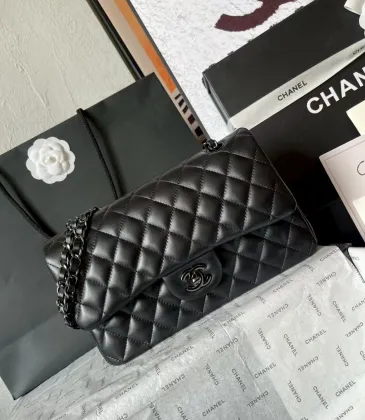 Chanel CC Black Quilted Lambskin Medium Classic Double Flap AAA+ Shoulder Bag #A54424