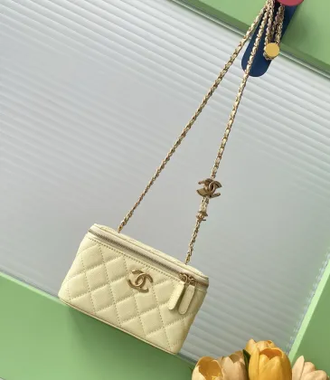Chanel Quilted Caviar Leather Mini Vanity Bag With Gold Chain Strap And CC Logo size:9×17×8cm #A54385