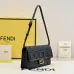 Chic Black Fendi Crossbody Bag With Embossed FF Motif And Chain Strap For Timeless Style size:21×5×11cm #A54311