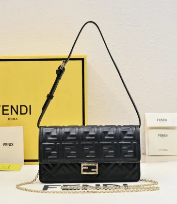 Chic Black Fendi Crossbody Bag With Embossed FF Motif And Chain Strap For Timeless Style size:21×5×11cm #A54311