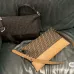 Fendi Brown And Beige FF Logo Jacquard Fabric Shoulder Bag With Leather Trims size:34×22 #A54307