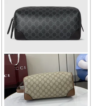 Gucci GG Emblem medium toiletry case in black fabric size:28×14×14cm #A53922