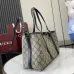 Gucci GG Emblem medium tote bag in beige and dark brown fabric  #A51001