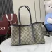 Gucci GG Emblem medium tote bag in beige and dark brown fabric  #A51001