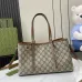 Gucci GG Emblem medium tote bag in beige and dark brown fabric  #A51001