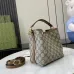 Gucci GG Emblem small bucket bag in beige and dark brown fabric #A50999