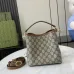 Gucci GG Emblem small bucket bag in beige and dark brown fabric #A50999