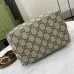 Gucci GG Emblem small bucket bag in beige and dark brown fabric #A50999