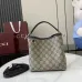 Gucci GG Emblem small bucket bag in beige and dark brown fabric #A50999