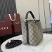 Gucci GG Emblem small bucket bag in beige and dark brown fabric #A50999