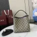 Gucci GG Emblem small bucket bag in beige and dark brown fabric #A50999