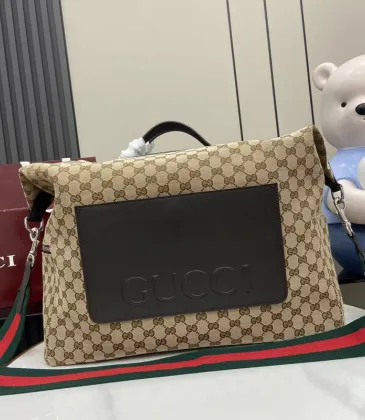 Gucci canvas medium duffle bag in beige and dark brown canvas #A51219