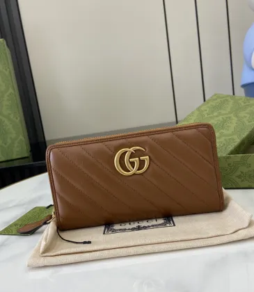 Gucci GG Marmont zip around wallet in brown leather #A52725