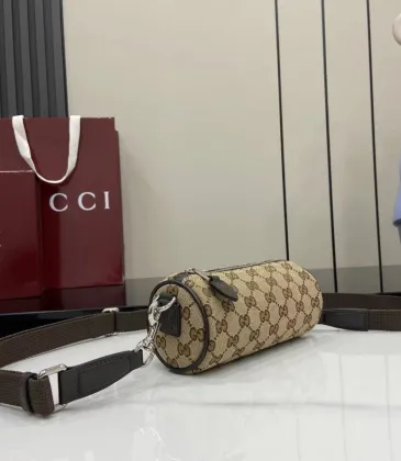  canvas mini cylinder bag in beige and brown GG canvas size:17.5×8×cm #A53541