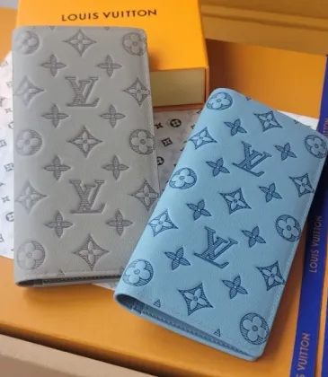 Louis Vuitton AAA+ Long Wallets Monogram Shadow Cowhide leather Grey/Blue #A54423