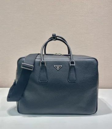 Prada Briefcase Attache case Business Bag Leather Navy #A50985