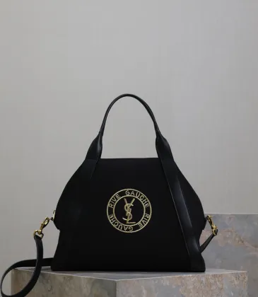Yves Saint Laurent Rive Gauche Embroidered Top - Handle Bag With Leather Accents size:42×32×18cm #A54318