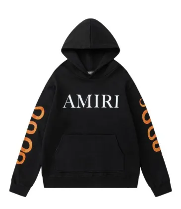 AMIRI Black/White Hoodie With Bold Logo And Orange Graphic Sleeves For Streetwear Style #A54282