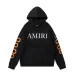 AMIRI Black/White Hoodie With Bold Logo And Orange Graphic Sleeves For Streetwear Style #A54282
