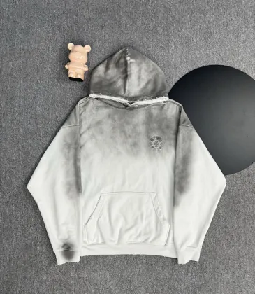 Chrome Hearts Gray Gradient Hoodie With Embroidered Logo Trendy Luxury Streetwear Piece #A54372