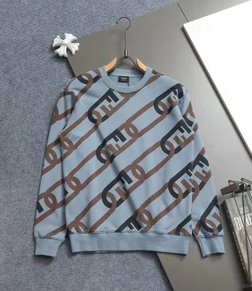 Fendi Inspired Light Blue Crew Neck Sweatshirt with Brown Chain Pattern #A54357