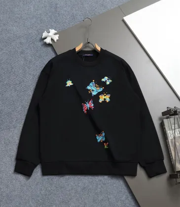 Louis Vuitton Black Crew Neck Sweatshirt with Colorful Butterfly Embroidery #A54354