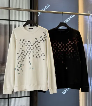 Louis Vuitton Mens Black Crew  Neck Sweatshirt with Colorful Monogram Patterns #A54400