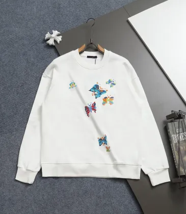 Louis Vuitton White Crew Neck Sweatshirt with Colorful Butterfly Embroidery #A54353