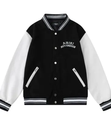 AMIRI Black And White Varsity Jacket With Hollywood Embroidered Logo For Trendy Streetwear #A54285