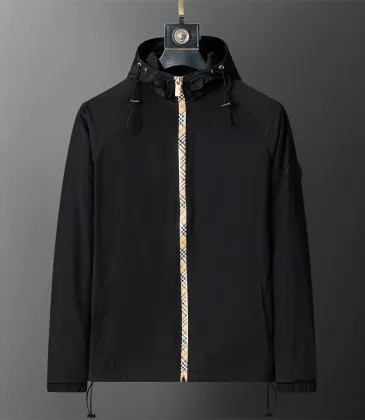 Burberry Men's Black Hooded Windbreaker Jacket with Brand Emblem #A54306