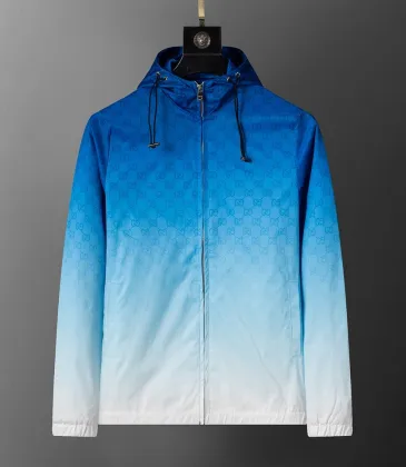 Gucci Men's Gradient Hooded Jacket Blue and White with Signature GG Pattern #A54304