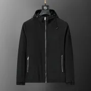 Hugo Boss Men's Hooded Windbreaker Jacket Black Lightweight Outerwear #A54302