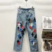 Chrome Hearts Inspired Blue Denim Jeans With Colorful Cross Patches For Edgy Fashion #A54279
