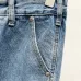 Chrome Hearts Style Blue Denim Jeans With Yellow Cross Patches For Bold Street Fashion #A54278