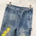 Chrome Hearts Style Blue Denim Jeans With Yellow Cross Patches For Bold Street Fashion #A54278