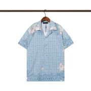 Amiri Blue Paisley Print Cuban Collar Short Sleeve Shirt for Summer Style #A54240
