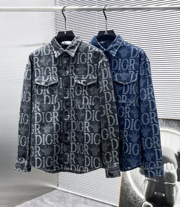 Dior shirts for Dior Long-Sleeved Shirts for men Black/Blue #A53761