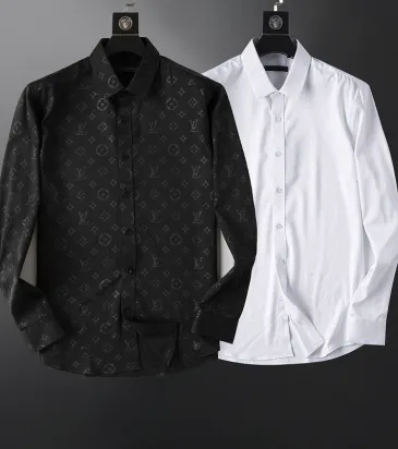 Brand L Men's Stylish Long Sleeve Shirts - Monogram &amp; White Classics - Special Deal #A53903