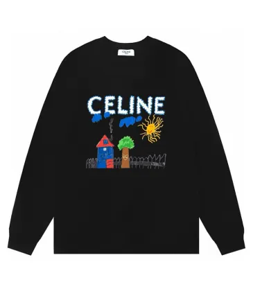 Celine Black Long Sleeve Sweatshirt With Playful House Tree Sun Graphic Design #A54301