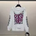 Chrome Hearts White Hoodie With Intricate Gothic Pink Black Logo And Sleeve Patterns #A54422