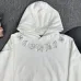 Chrome Hearts White/Black/Blue Hoodie Featuring Gothic Cross and Letter Embroidery Artwork #A54266
