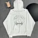 Chrome Hearts White/Black/Blue Hoodie Featuring Gothic Cross and Letter Embroidery Artwork #A54266