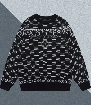 Louis Vuitton Black Knit Sweater With Signature Monogram Patterns And Colorful Trims #A54273