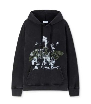Off - White Black Hoodie With Artistic Graphic Print And Brand Elements #A54247