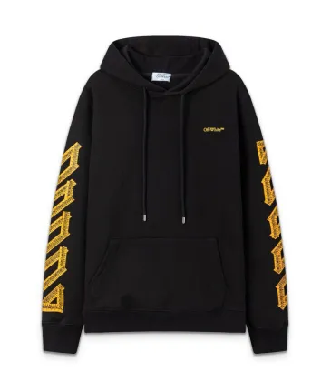 Off White Black Hoodie With Signature Yellow Diagonal Arrow Print And Brand Detailing #A54327